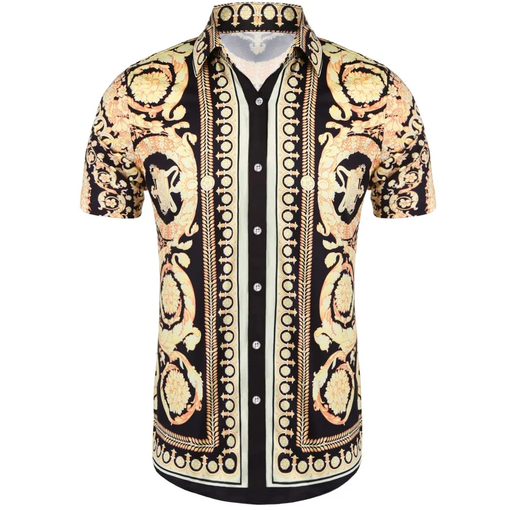 Summer New Men's Casual Fashion 3D Digital Printed Short Sleeved Shirt Plus Size Men's Shirt
