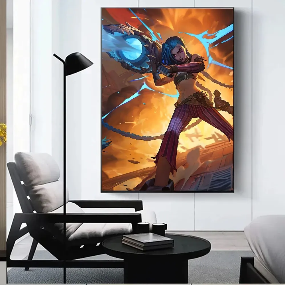 League Of L-Legends Jinx Poster Posters Kraft Paper Vintage Poster Wall Art Painting Study Aesthetic Art Small Wall Stickers