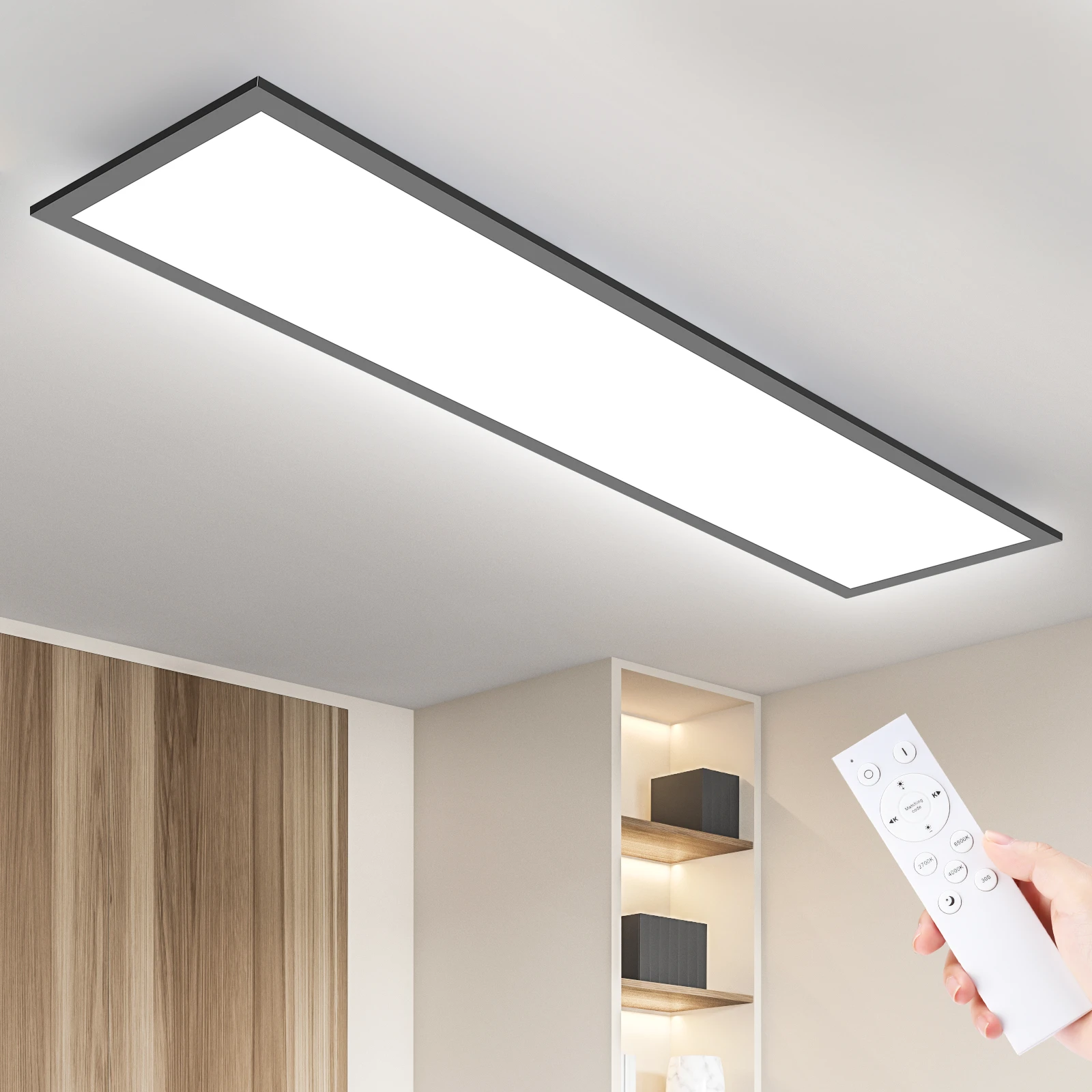 LED-Deckenleuchte 40W 4400lm mit CCT-Infrarot-Fernbedienung, Speicher- und Timer-Funktionen, Nachtlichtmodus für Wohnzimmer