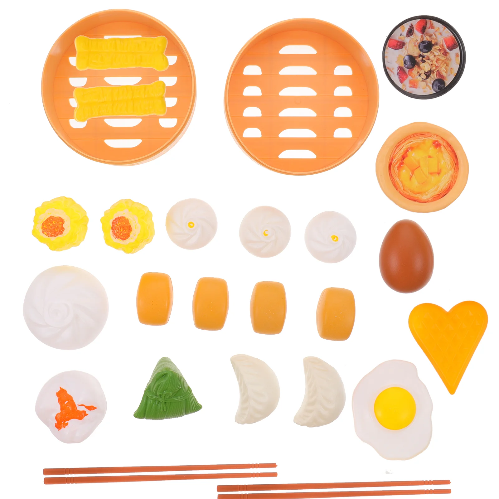 58 Pcs Kitchen Toys Colorful Breakfast Chinese Ice Cream Steamed Dumplings Interactive Plastic Cooking Pretend Play