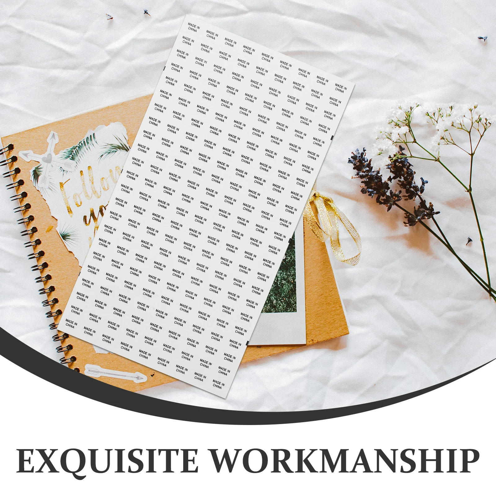 14440 قطعة من ملصقات النص الأسود ذات الخلفية البيضاء المقاومة للماء ذاتية اللصق مصنوعة في الصين لتصنيع التجزئة #4