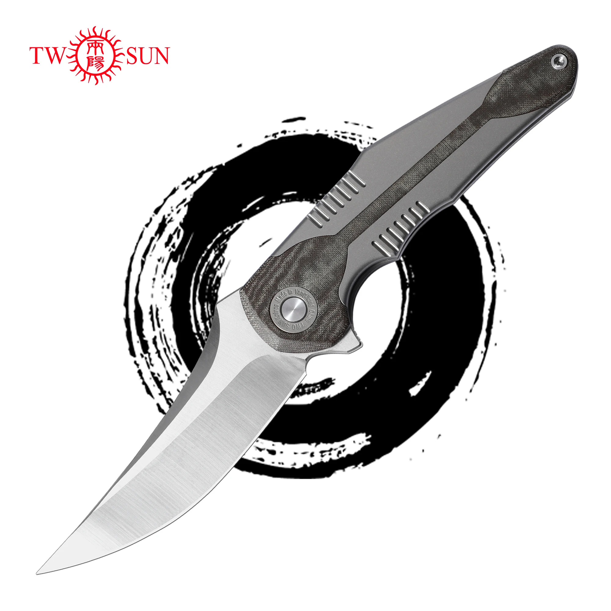 

TWOSUN TS426 Folding Knife Upswept Point N690 Blade Titanium Handle Flipper Open System Tool Pocket EDC Hunting Outdoor Camping