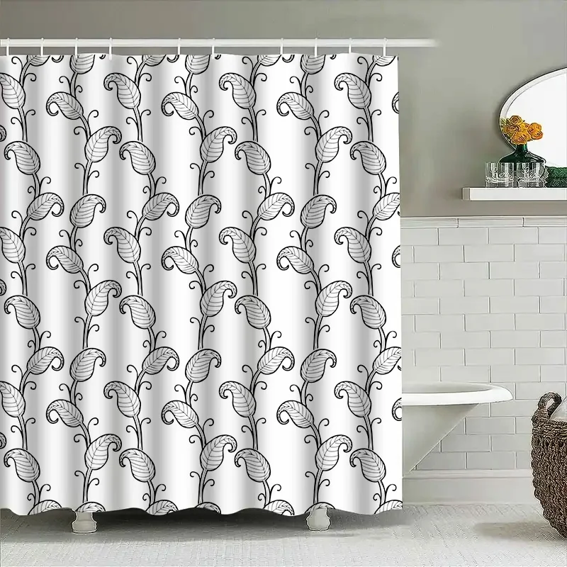 

Modern European Style Bath Shower Curtain with Floral Print, Non-Slip Material, Waterproof Fabric Perfect for Bathroom Decor!
