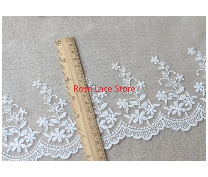 5 yards flower embroidery Lace Trim,white Scallops tulle lace trim, For Wedding Gown,Bridal Hairband,Skirts, children's clothing