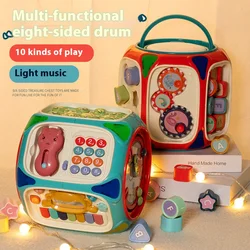 Multi Functional Baby Puzzle Toy Hand Clapping Drum with Lights Music Children Shape Matching Education Toy Musical Instrument