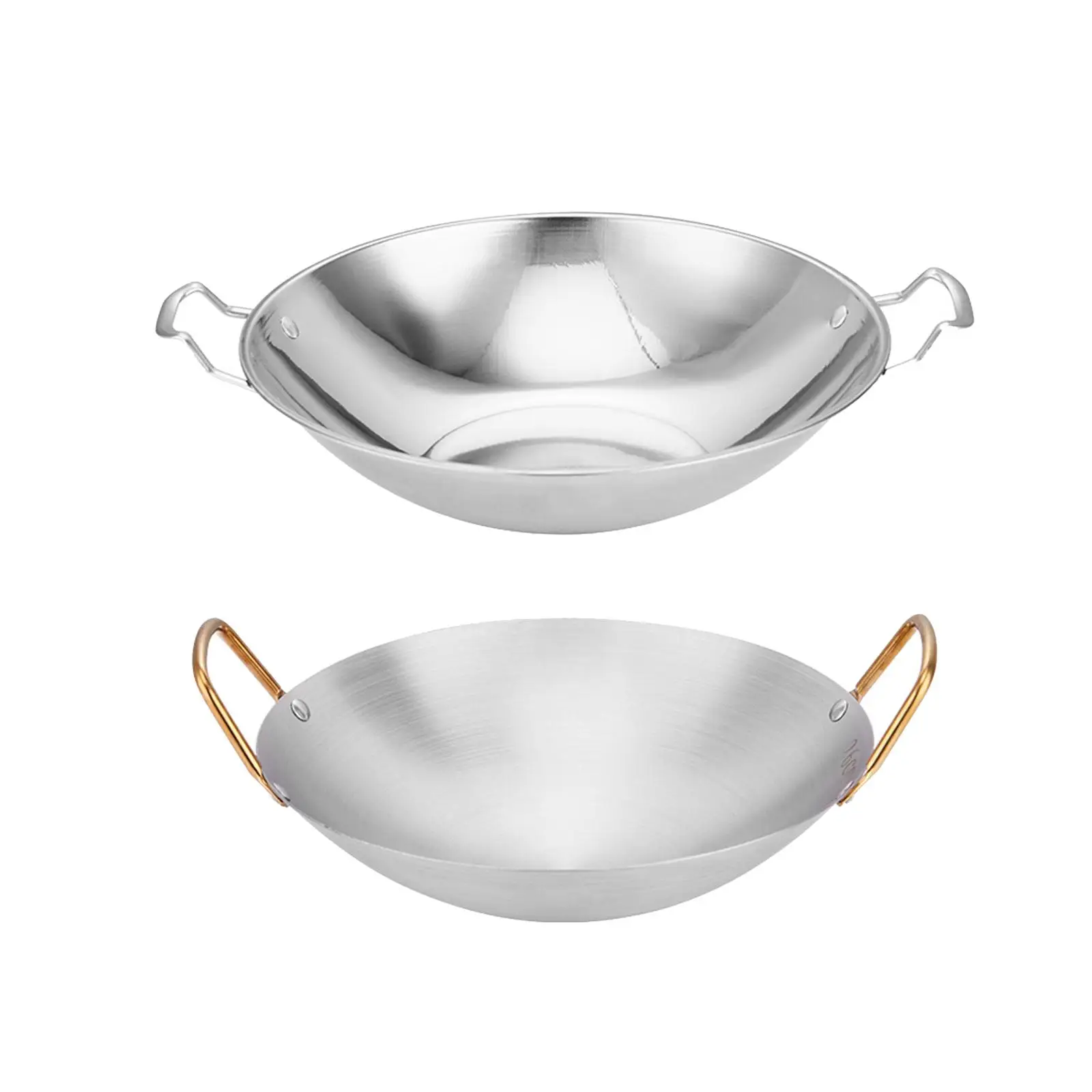 Binaural Pot Kitchen Utensils with Double Handle Durable Soup Pan Durable Wok Pan for Hiking