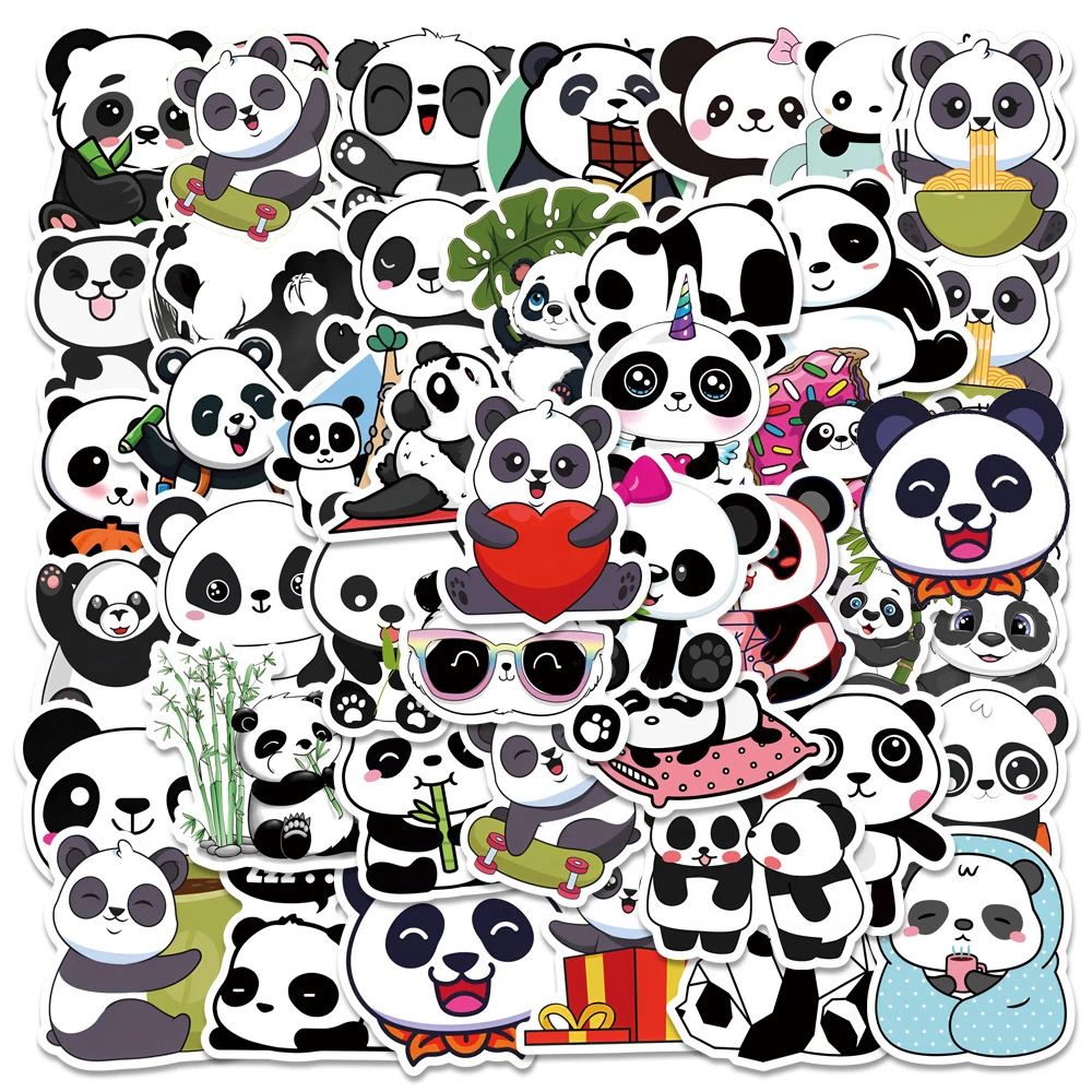 10/30/50pcs Kawaii Cartoon Panda Animal Stickers Cute Decoration Decals Water Bottle Luggage Phone Funny Graffiti Sticker Decor