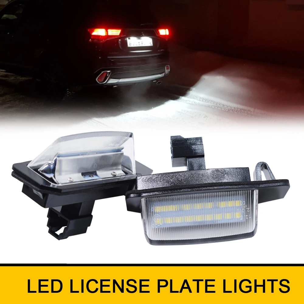 2Pcs 6000K Rear LED License Number Plate Lights No Error For Peugeot 4007 ION Citroen C-Crosser C-Zero OEM 1141283