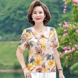 Elegant Blouses WomenS ummer Chiffon Tops Short Sleeve  Women's Blouses Fashion Woman Shirt lapel Tops and Blouse