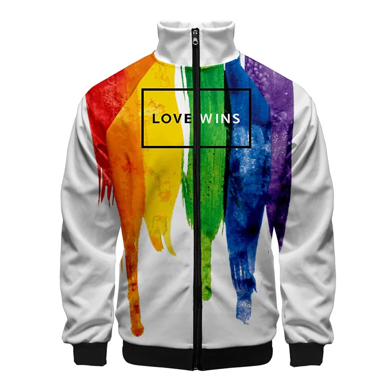 Lgbt camisola bandeira do arco-íris para homens e mulheres, gola alta, estilo harajuku, moda gay