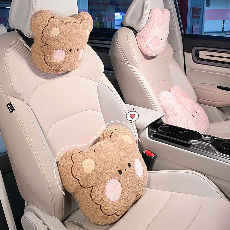 

New Cartoon Bear Plush Soft Four Seasons Universal Car Interior Ornaments Cute Car Waist Neckpillow