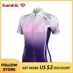 Santic Women's Cycling Jersey Summer Short Sleeve Bicycle Clothing Outdoor Quick-dry Breathable MTB Bike Road Riding T-shirts