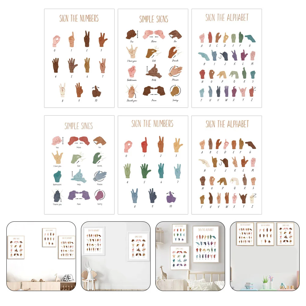 Sign Language Education Hanging Picture Alphabet Posters for Classroom Wall Decorations