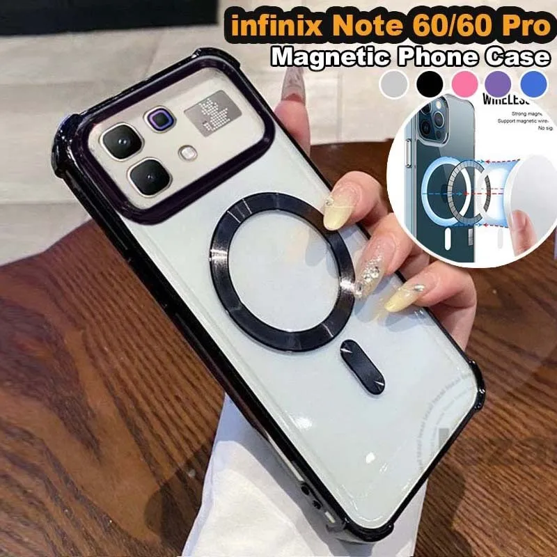 For Infinix Note 60 Pro Edge Case Magnetic Transparency TPU Electroplated Frame Fingerprint Resistant Cover For Note60 Pro