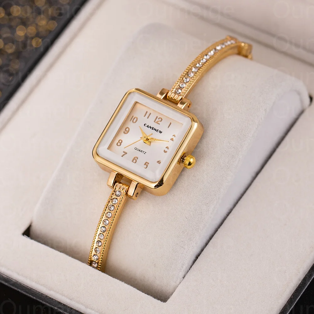 تصميم فريد من نوعه ساعات نسائية كبيرة مربعة الشكل للسيدات كوارتز ساعة يد بحزام معدني نحيف بسيط أنيق ساعة نسائية reloj