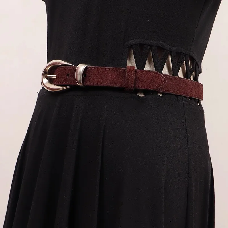 المرأة فو الجلد المدبوغ خمر جلد طبيعي فستان Cummerbunds الكورسيهات حزام أحزمة الديكور حزام ضيق R2258
