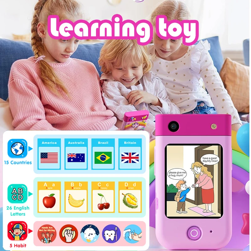 Kid Smart Cartoon Einhorn Katze Kamera Telefon Festival Geburtstag Kinderspielzeug Touchscreen Sprache Lernen Sie Kinder Handy mit Kamera