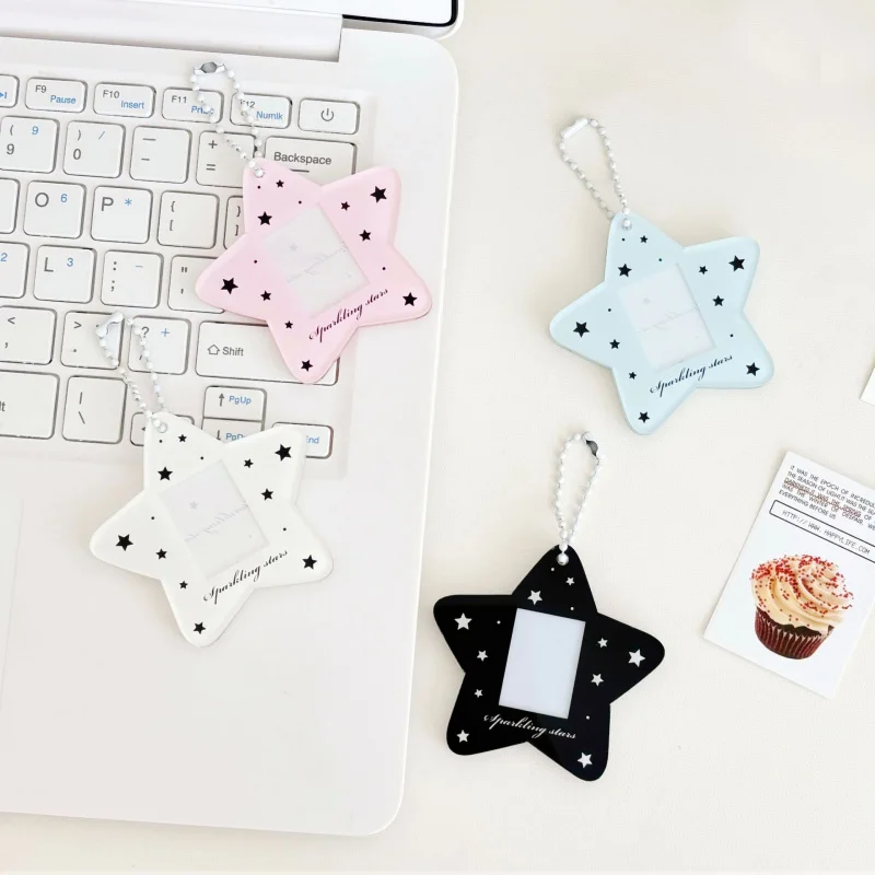 1pcs Star Acrylic Card Holder for 1.0inch ID Photos，Portable Cute Five-Pointed Star Photo Frame，Bag Pendant Keychain Decoration image 2