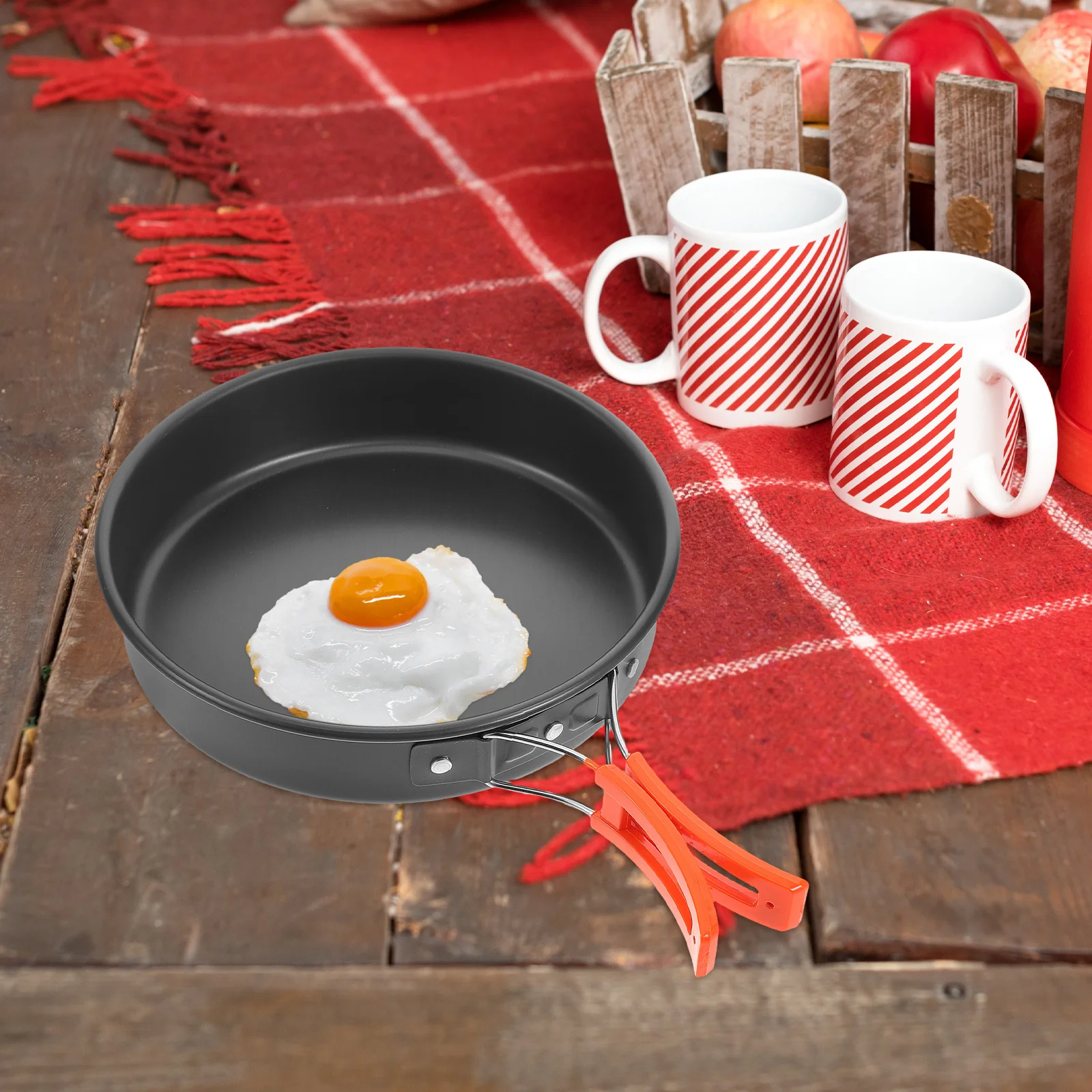 

Compact Camping Frying Pan Nonstick Coating Durable Aluminum Alloy Lightweight Portable Multifunctional Design for Outdoor