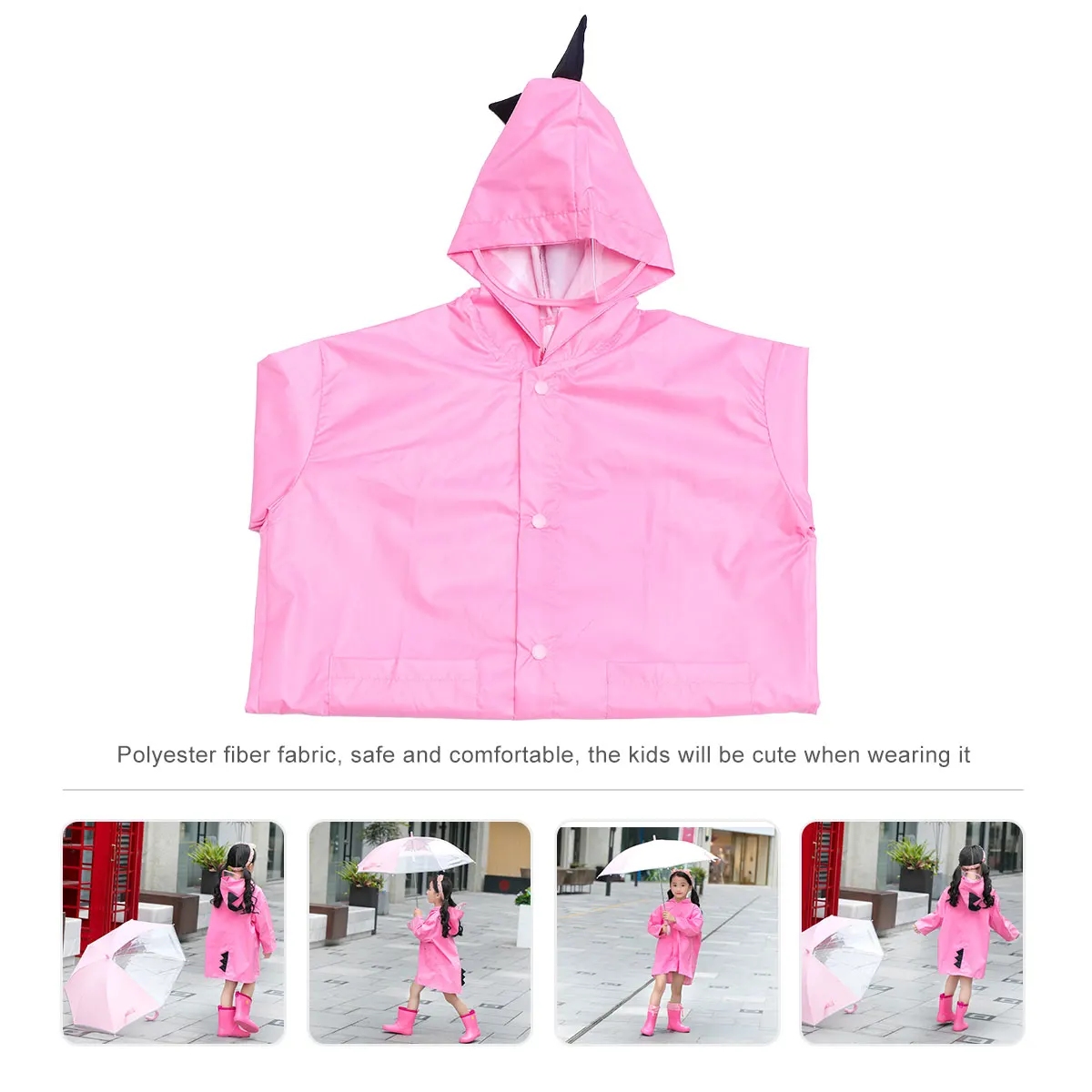 

1Pcs Dinosaur Raincoat Pink Xl Lovely Cartoon Outdoor Rain Poncho Waterproof Breathable Portable Rainwear for