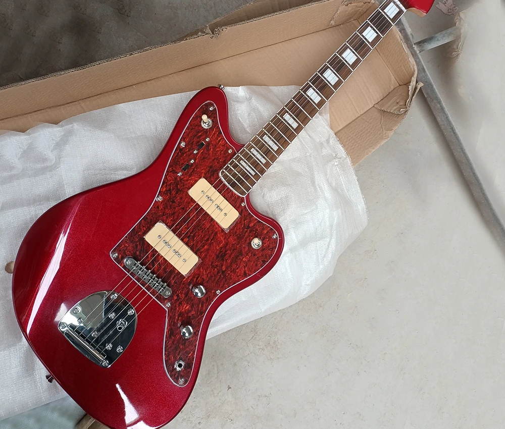 Meatl Red 6 Strings Electric Guitar with Rosewood Fretboard,can be Customized