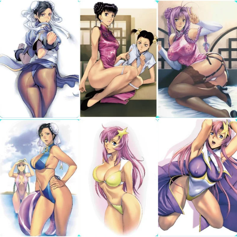 9Pcs/Set ACG Cards Fighting Goddess Mai Shiranui Chun-Li Cammy Anime Game Classic Self Made Collection Color Flash DIY Toy Cards