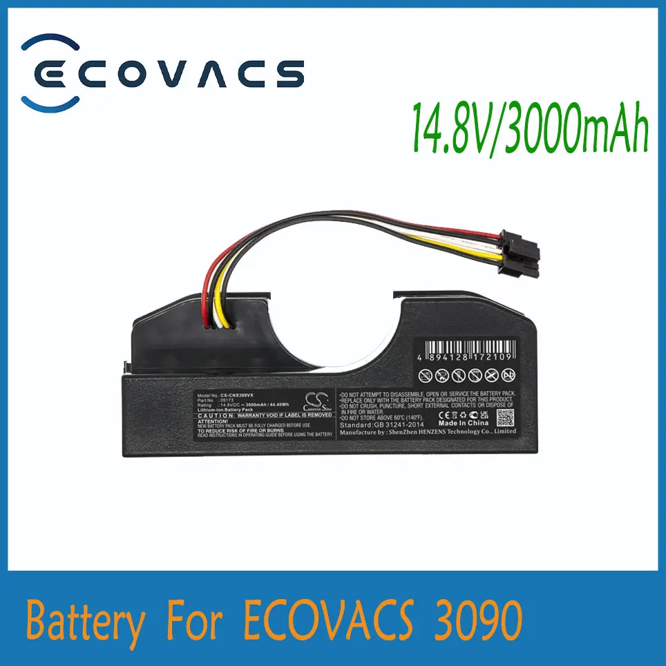 

Ecovacs 3000Mah Vacuüm Batterij 05173 Voor Cecotec Conga 3090