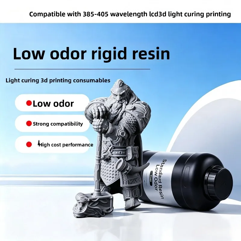 1kg 405nm Low‑Smell Rigid UV Resin Basic Photopolymer Consumable for LCD Light‑Cure 3D Printer Machine