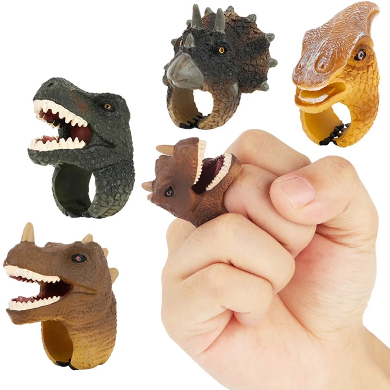 

1PC Kid's Creative Cartoon Animal Ring Toy Science Education Cognitive Dinosaur Marine Wild Animal Model Jewelry Ring Toy Gift