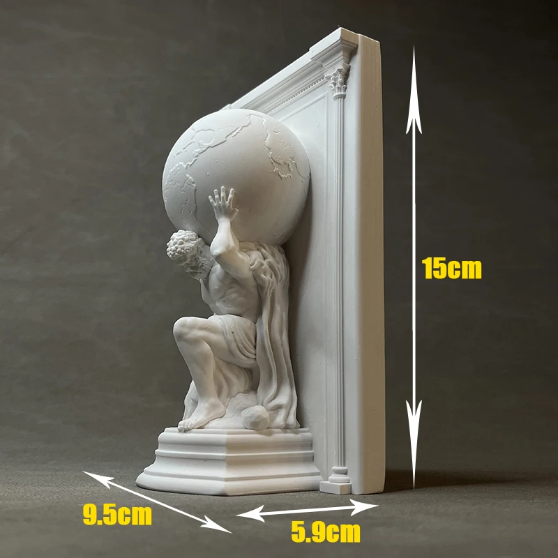 الأبيض الجبس أطلس النحت Bookend الكلاسيكية الأساطير اليونانية الإغاثة الديكور تمثال سطح المكتب الفن ديكور المنزل مكتب هدية