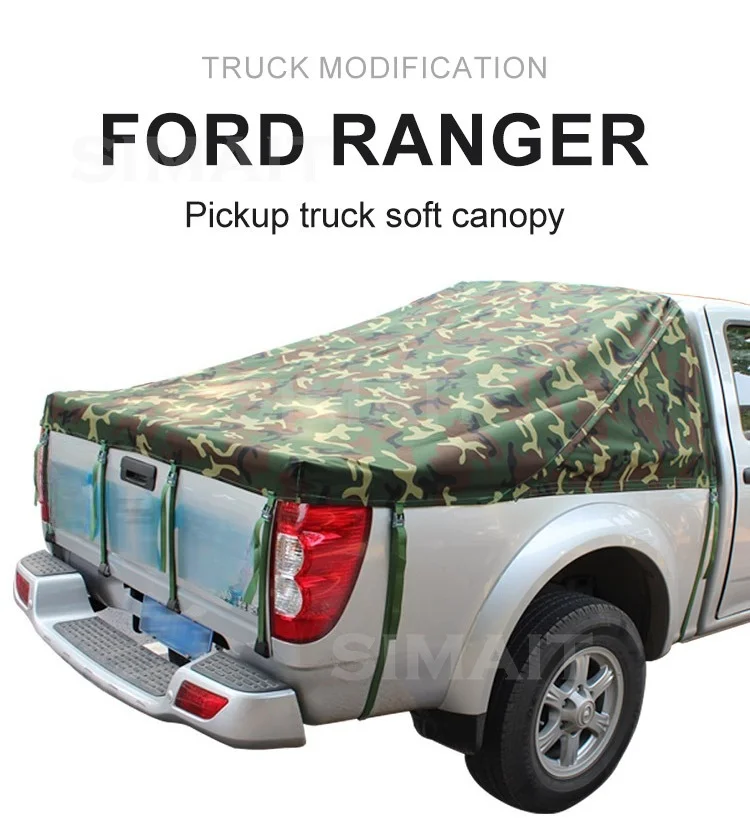 

For 2023 Ford Ranger Truck Bed Cover Rainproof Soft Tonneau Cover Waterproof Cargo Storage Canopy