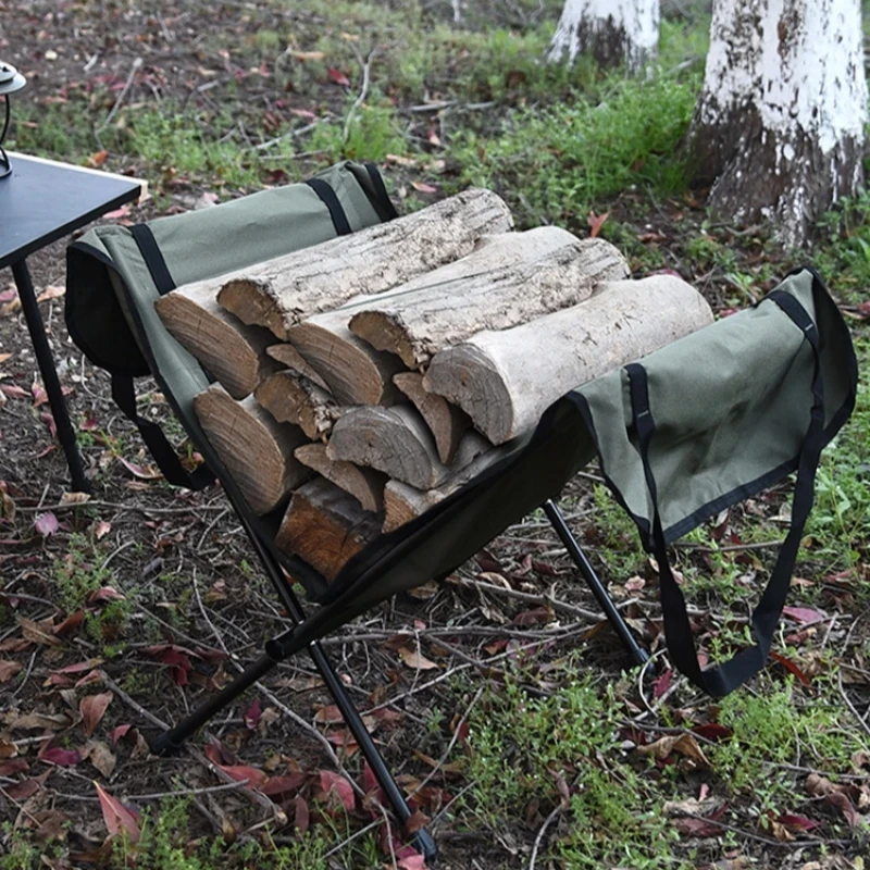 

Aluminum Alloy Firewood Rack Portable Folding Firewood Storage Bonfire Burning Rack Outdoor Camping Oxford Cloth Storage Bag