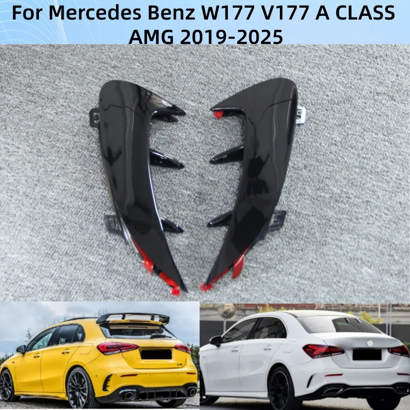 

For Mercedes Benz W177 Hatchback / Sedan A180 A200 A250 A35 A45 AMG 2019-2025 Car Rear Bumper Side Canards Fin Lips Splitter Lip