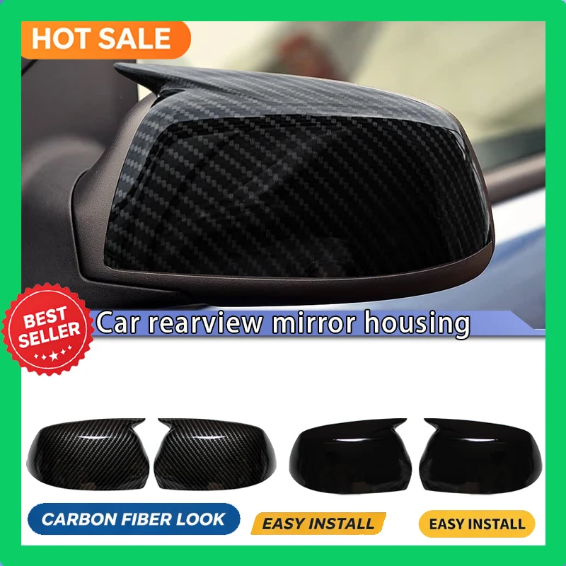For Ford Focus MK2 2005-2008 Carbon Fiber Look 2PCS Rearview Side Mirror Cover Wing Cap Exterior Parts