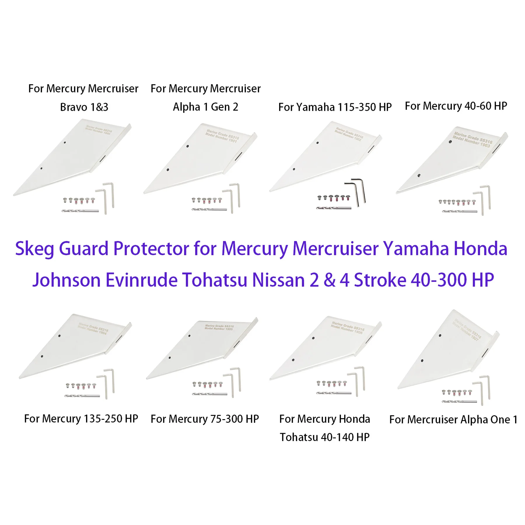 Skeg Guard W/ Drain Compatibel met Mercury Mercruiser voor Yamaha Honda Tohatsu Nissan Stern Drive roestvrijstalen beschermer - afbeelding 2