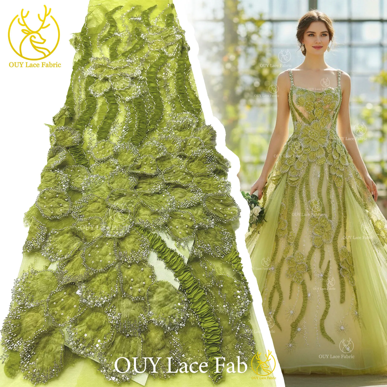 

3D-кружевная ткань для свадебных платьев во французском стиле с вышивкой, пайетками и бисером, африканское нигерийское кружево для свадебных и вечерних платьев