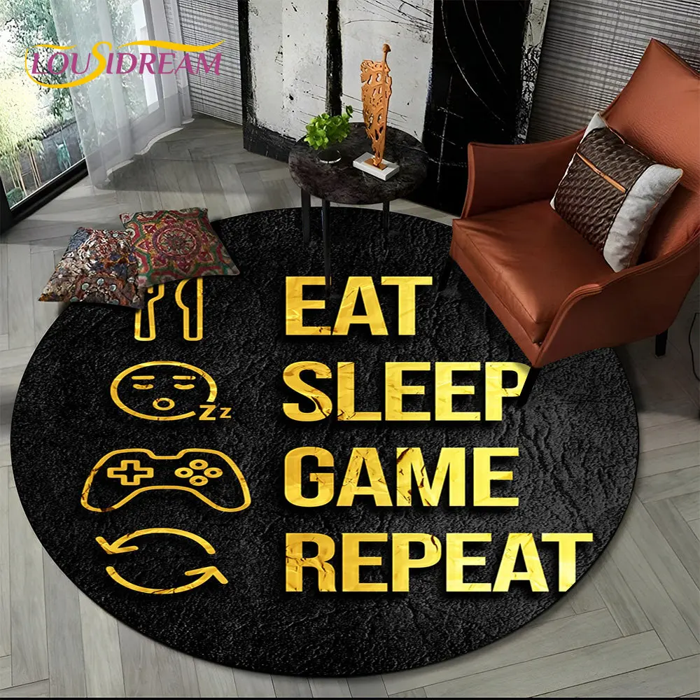 لعبة ثلاثية الأبعاد على الكرتون لعبة Gamer منطقة مستديرة البساط ، السجاد لغرفة المعيشة غرفة نوم الأطفال أريكة غرفة اللعب ديكور ، عدم الانزلاق الكلمة حصيرة