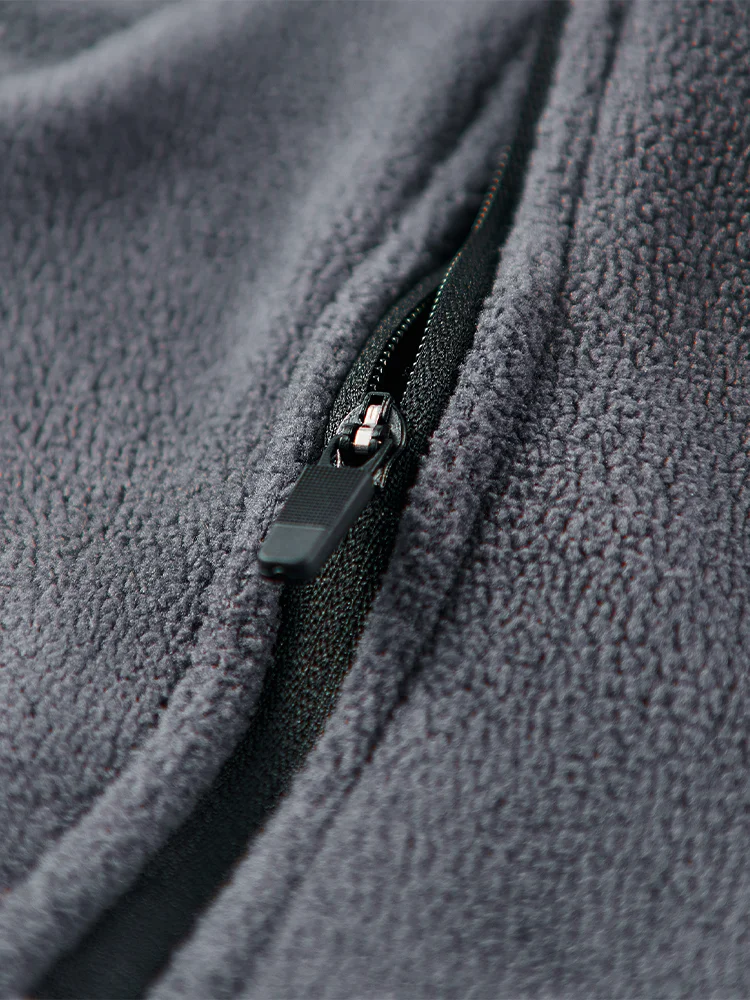 نصف رمادي داكن - بلوفر صوف بسحاب مع علم نرويجي وتطريز "نرويج الخارجية".