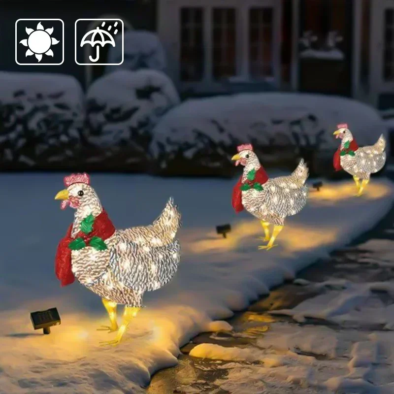 

Courtyard New Christmas Led Night Lights Outside Garden Decoration Ornaments Chicken Hen Glowing Pastoral Decor Lamps 2024
