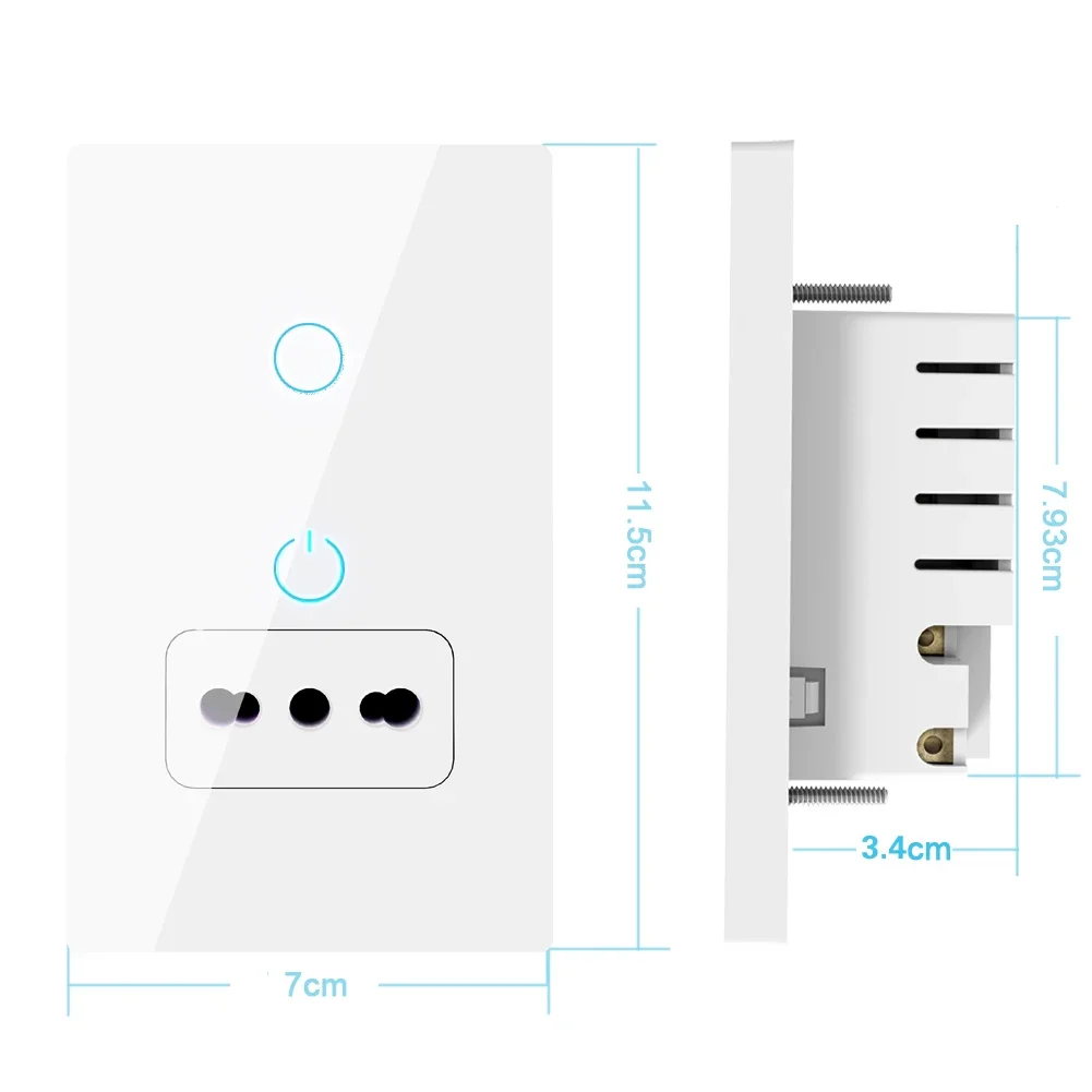 Melery Wifi Tuya Italy Light Switch Wall Socket Smart Touch Sensor Glass Panel Chile Plug Outlet Remote by Alexa Google Home