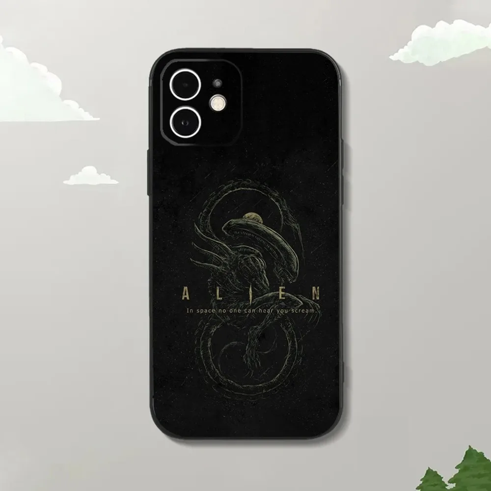 Movie A-Alien X-Xenomorph Phone Case For iPhone16,15,14,13,12 Mini 11 Pro XR,X,XS,MAX 7,8 Plus Silicone Cover Soft Black