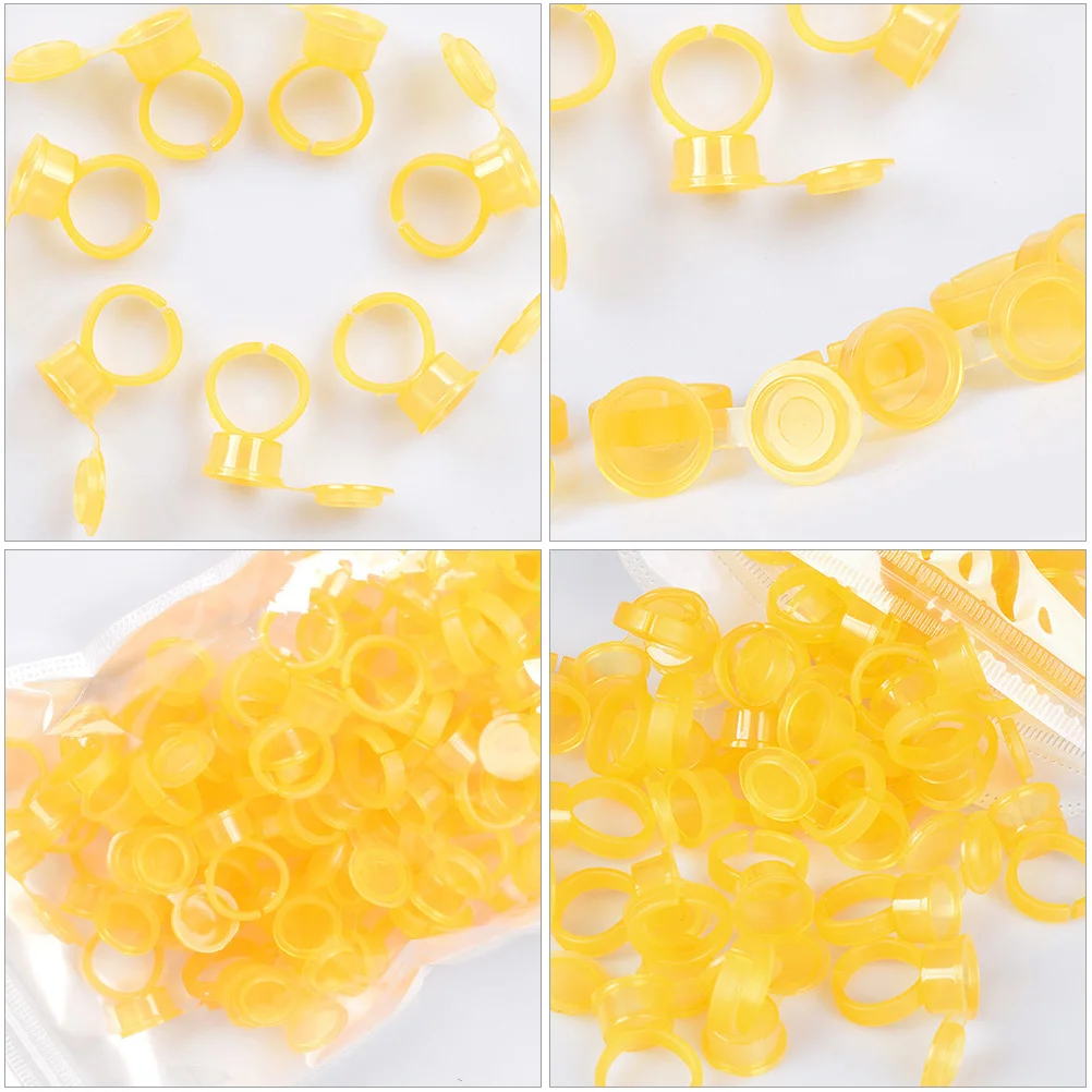 

50Pcs Ink Ring Cups Flexible Size Durable Plastic Makeup Pigment Holder Accessories for Microblading
