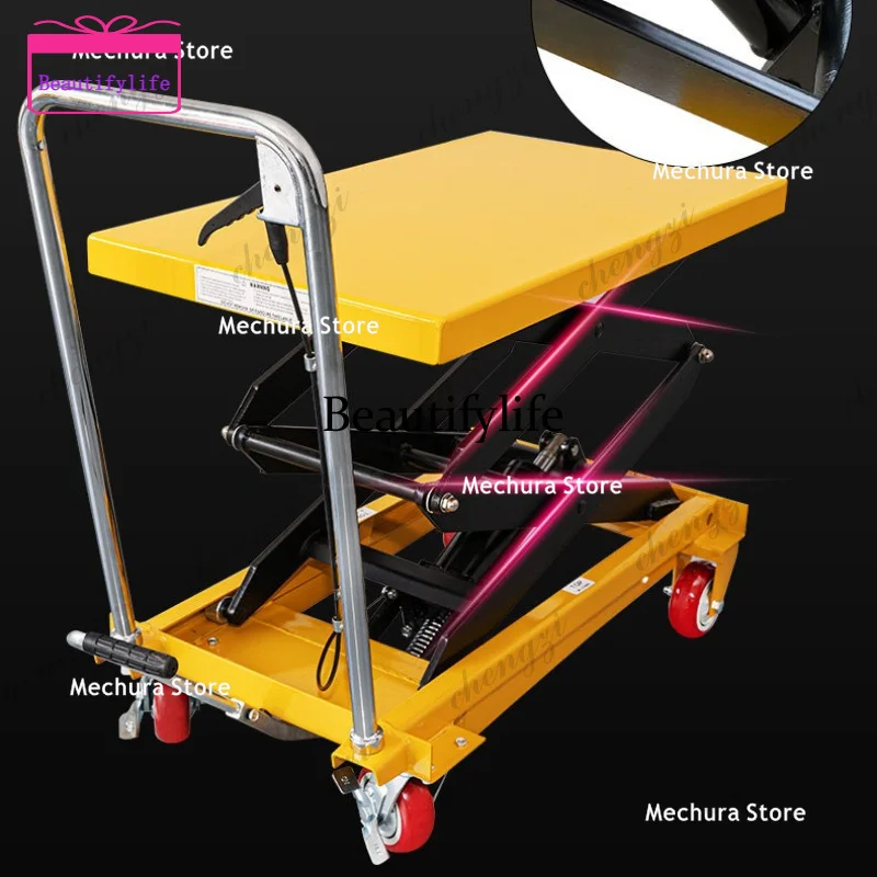 A55 Portable Mobile Hydraulic Lift Table Cart - Compact Manual Scissor Lift Platform Trolley for Warehouse & Workshop