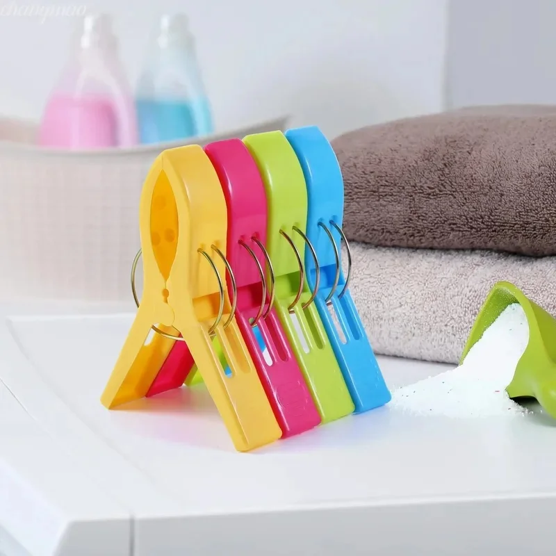 4-28pcs Beach Towel Clips Chair Clips Towel Holder,Plastic Clothes Pegs Hanging Clip Clamps, Yellow,blue,green,red