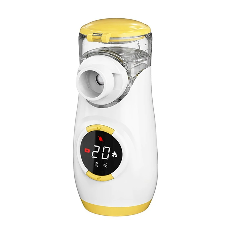 Portable Nebulizer With Intuitive LED Interface And Auto-Cleaning, Handheld Portable Mesh Nebulizer For Home Easy To Use Yellow