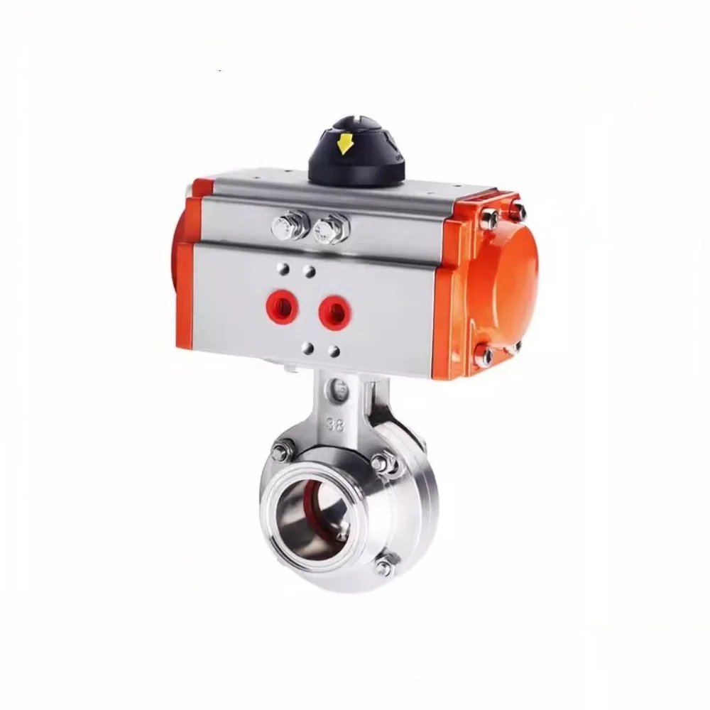 

2"(51mm) OD64mm Sanitary Horizontal Clamp Chuck Butterfly Valve,304 Stainless Steel Pneumatic Quick Release Butterfly Valve
