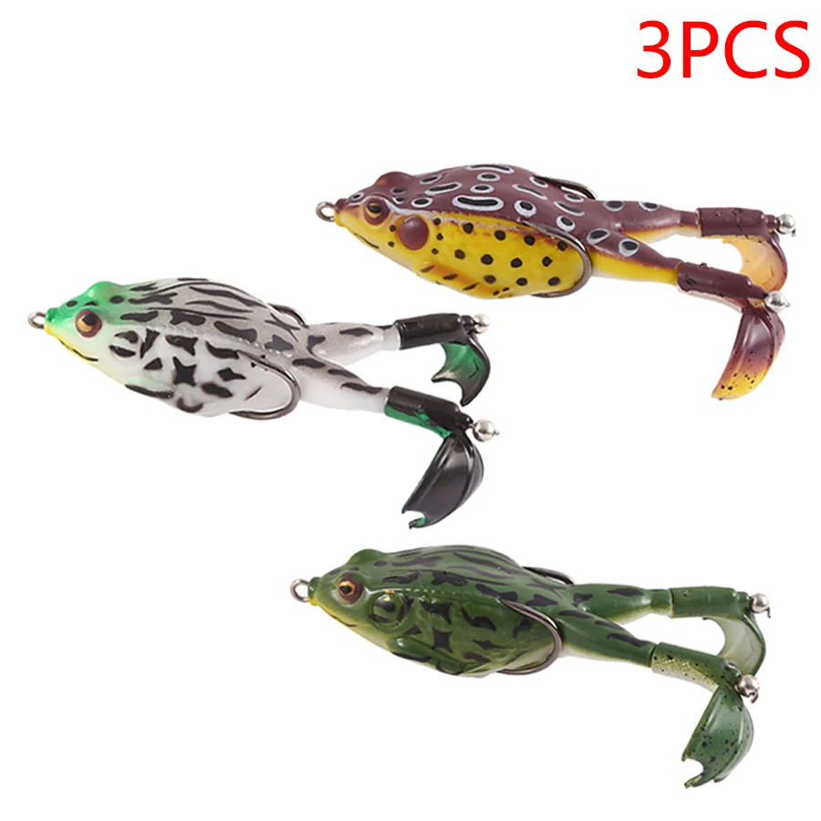 3 stücke Weiche Frosch Köder Künstliche Wobbler Für Hecht Trolling Snakehead Swimbait Doppel Propeller Beine Karpfen Angeln Lockt TopWater