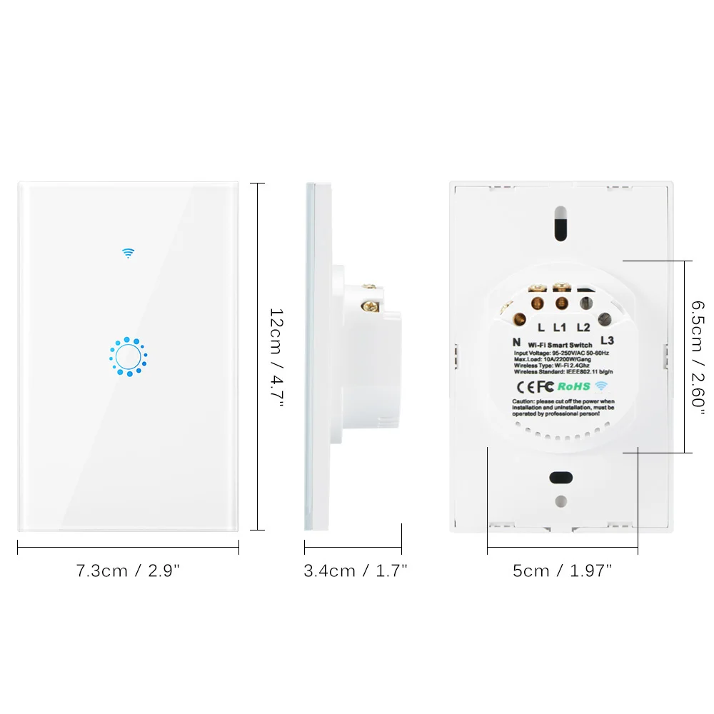 Tuya/Ewelink 1-2-3Gang 3 way Smart control touch wifi switch,wifi smart touch light switch works with Siri, alexa and goo