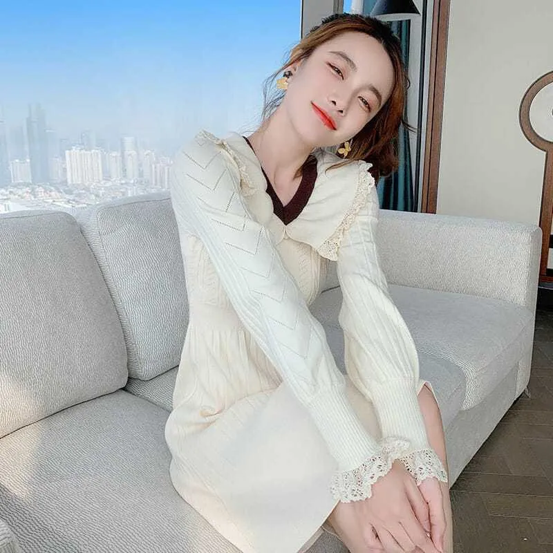 Fall/Winter 2025 New Women's Knitted Bottom Dress Female Style Small Women's Age-reducing Slim Vestidos With Sweater Skirt