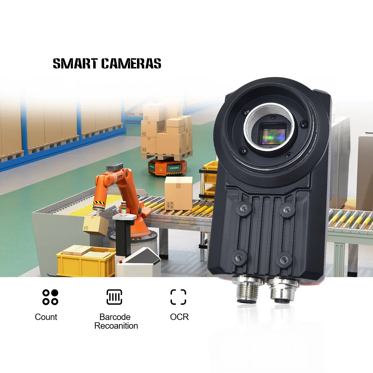 High Speed 4.1MP 60fps built in AI 6mm 12mm Lens Digital Smart OCR Machine Vision Robot  For Quality Inspection